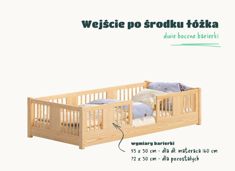 Pojedyncze łóżko dziecięce LENA – niskie łóżko Montessori