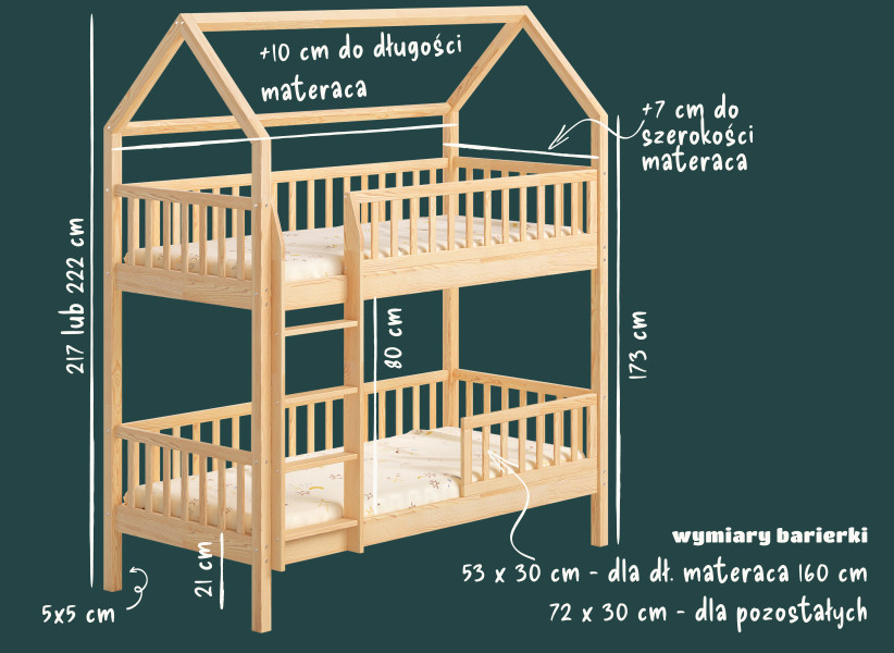 Łóżko dziecięce piętrowe domek ENZO
