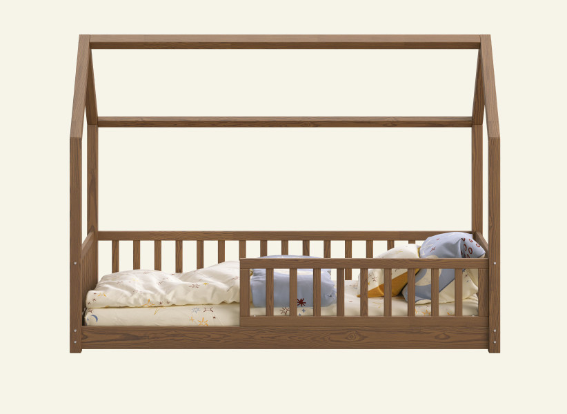 Łóżko domek ENZO 0 z wysoką barierką — podłogowe | YOUKO