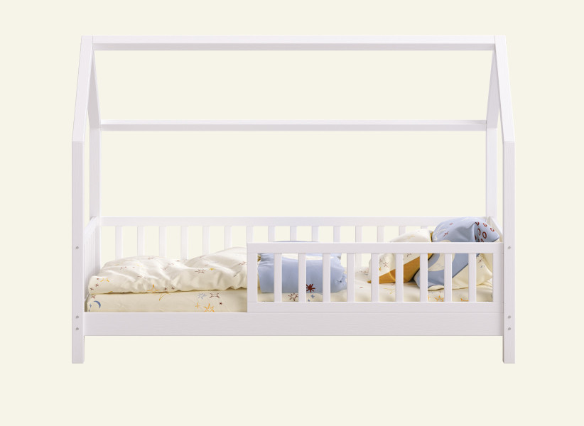 Łóżko domek ENZO 10 z wysoką barierką — nóżki 10 cm | YOUKO