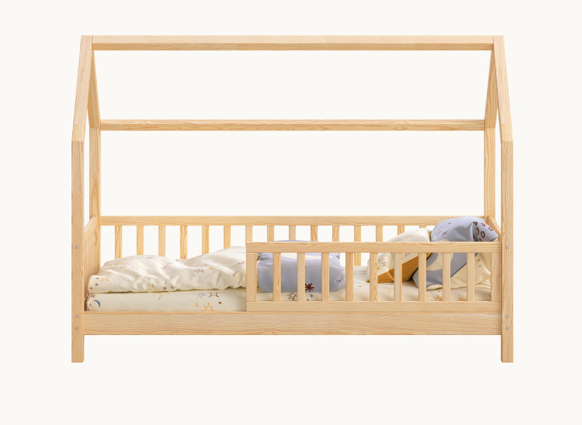 Łóżko domek ENZO 10 z wysoką barierką — nóżki 10 cm | YOUKO