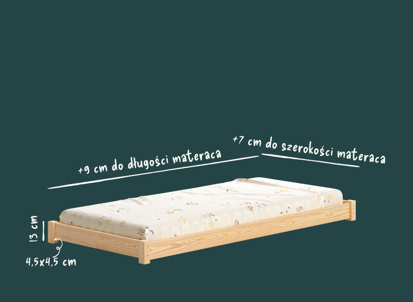 Niskie łóżko dziecięce MIMI — Montessori 80x160–90x200 | YOUKO